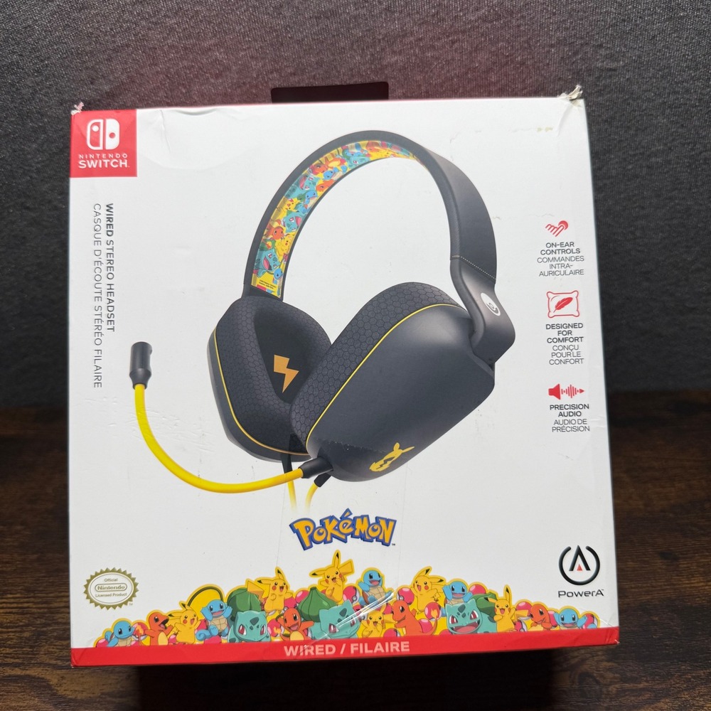 PowerA Pokemon Nintendo Switch Wired Stereo Headset Kanto Friends Pikachu Eevee